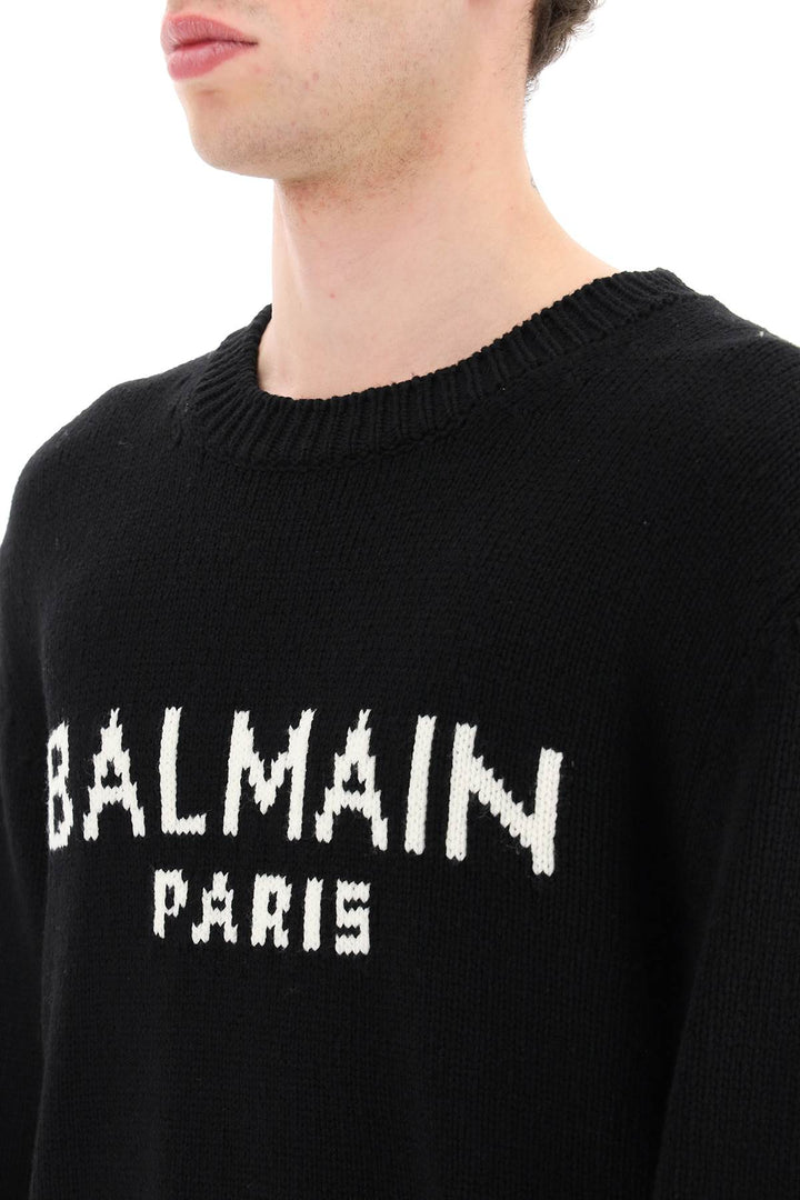 Balmain Jacquard Logo Sweater   Nero