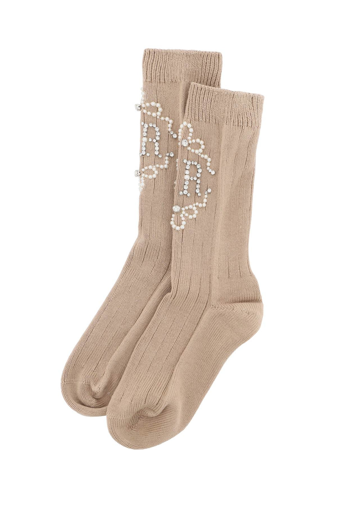 Simone Rocha Sr Socks With Pearls And Crystals   Beige