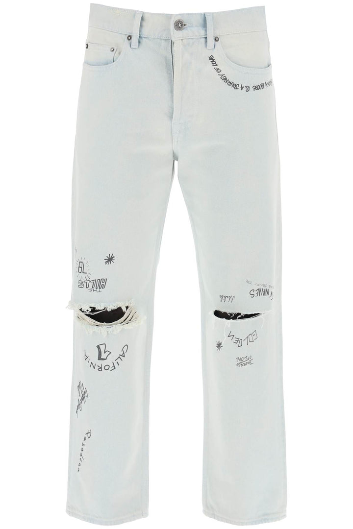 Golden Goose Replace With Double Quotedistressed Washed Denim Jeans With A   Blu