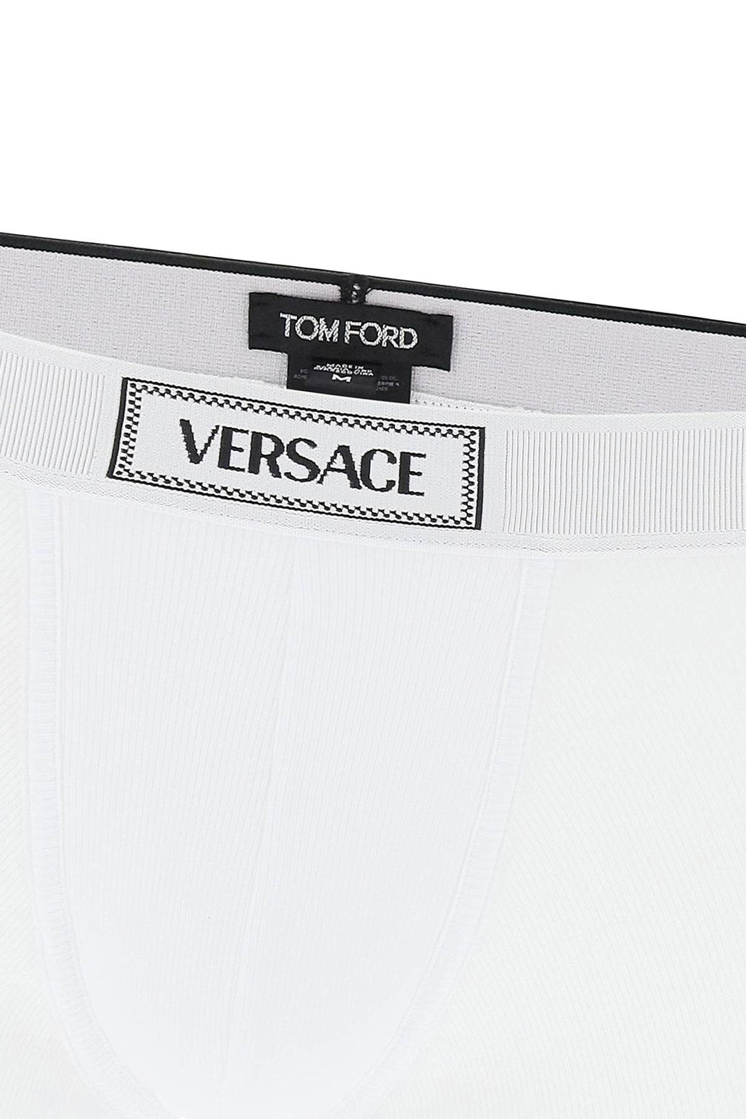 Versace Intimate Boxer Shorts With Logo Band   Bianco