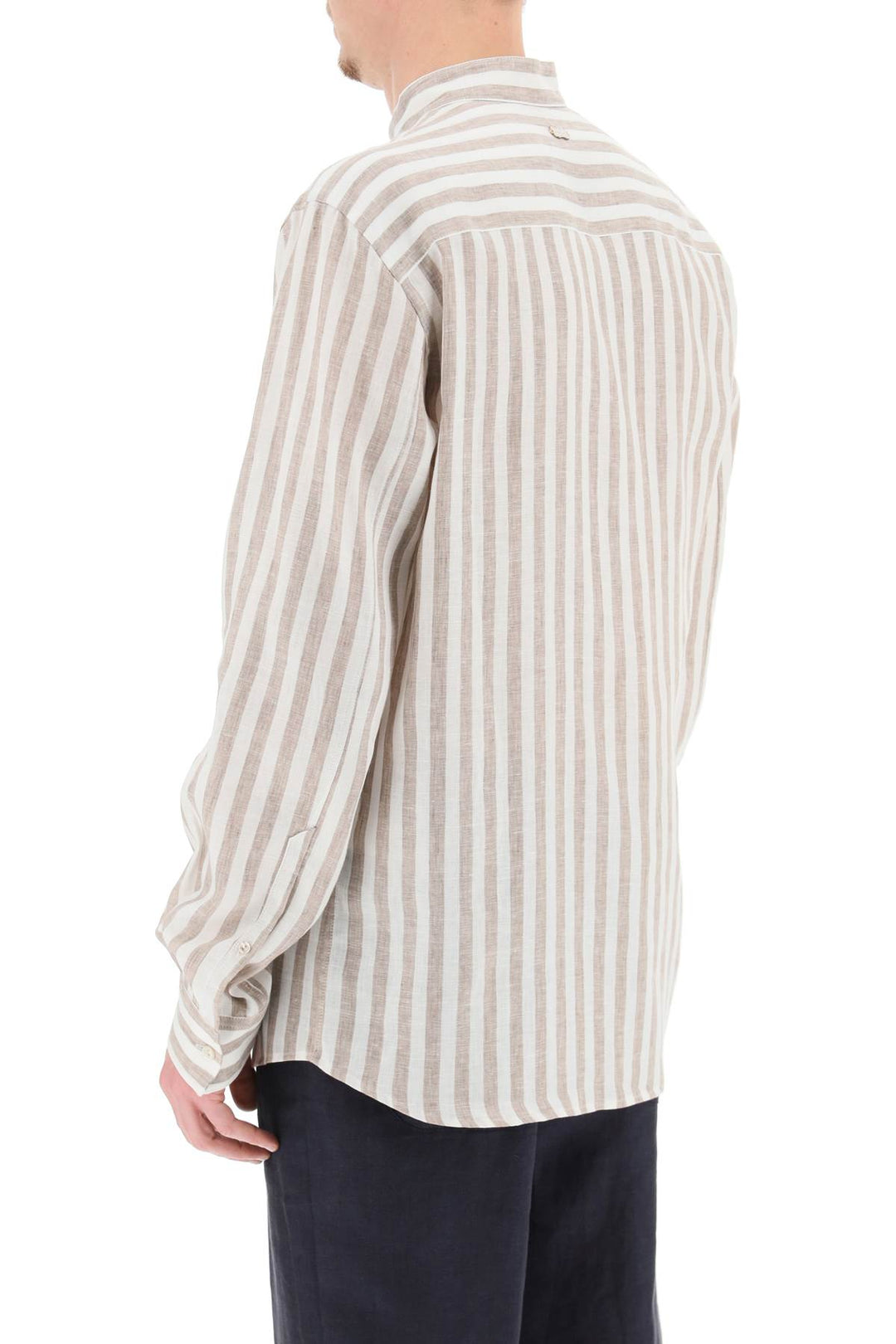 Agnona Striped Linen Shirt   White