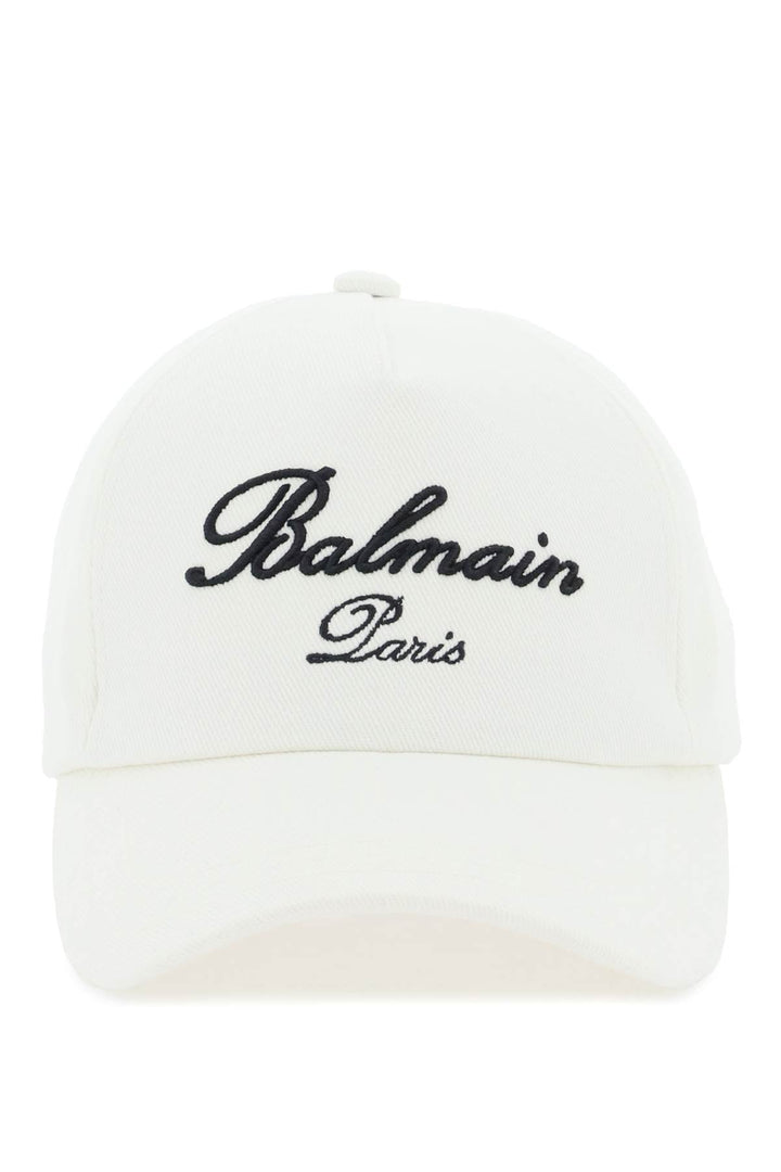 Balmain Embroidered Logo Baseball Cap   Bianco