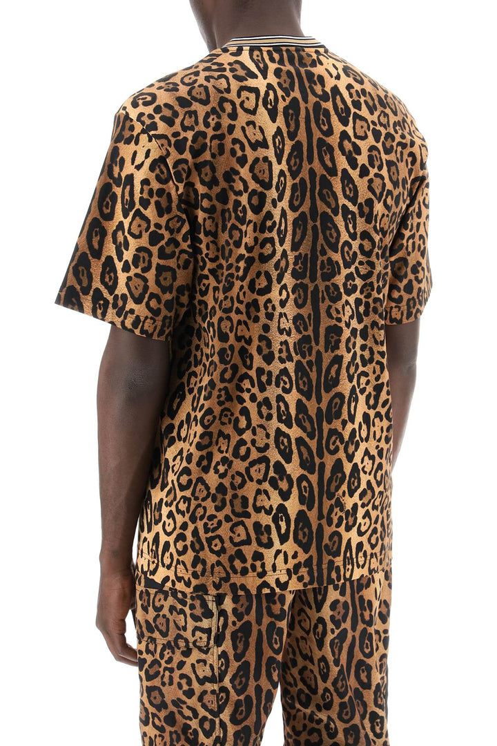 Dolce & Gabbana Leopard Print T Shirt With   Beige