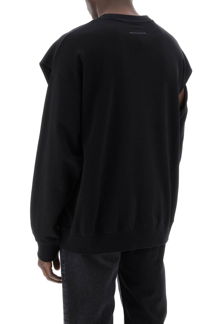 Mm6 Maison Margiela Replace With Double Quotesweatshirt With Cut Out And Numeric   Nero