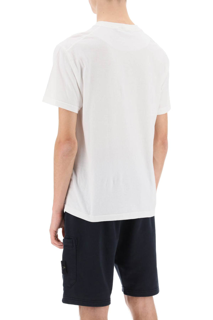 Stone Island Crew Neck T Shirt With Logo Patch   Bianco