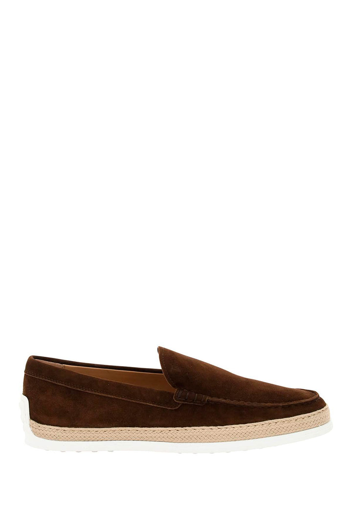 Tod's Suede Slip On With Rafia Insert   Marrone