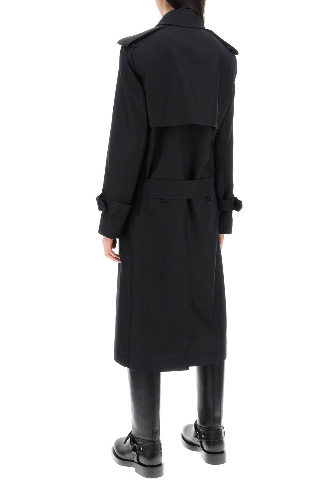 Burberry Double Breasted Silk Twill Trench Coat   Nero