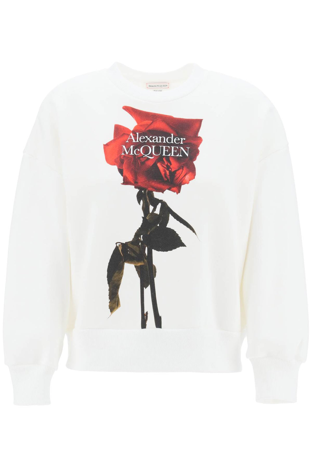 Alexander Mcqueen Shadow Rose Sweatshirt   Bianco