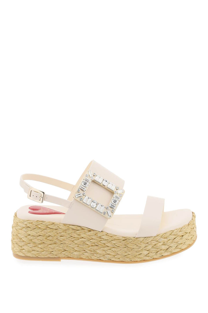 Roger Vivier Replace With Double Quotecrystal Buckle Espadrilles   Bianco