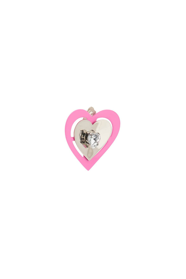 Saf Safu 'Pink Neon Heart' Clip On Earrings   Argento