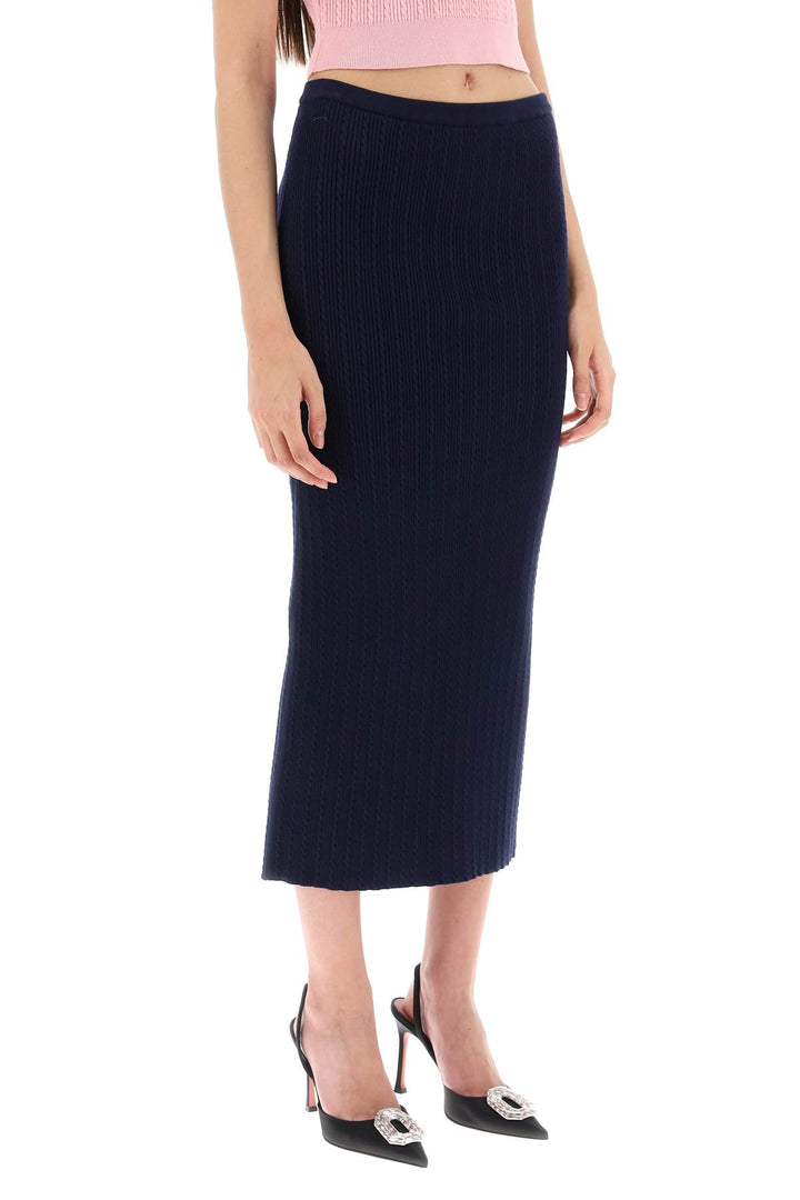Alessandra Rich Knitted Pencil Skirt   Blu