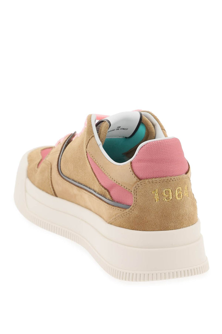 Dsquared2 Suede New Jersey Sneakers In Leather   Beige