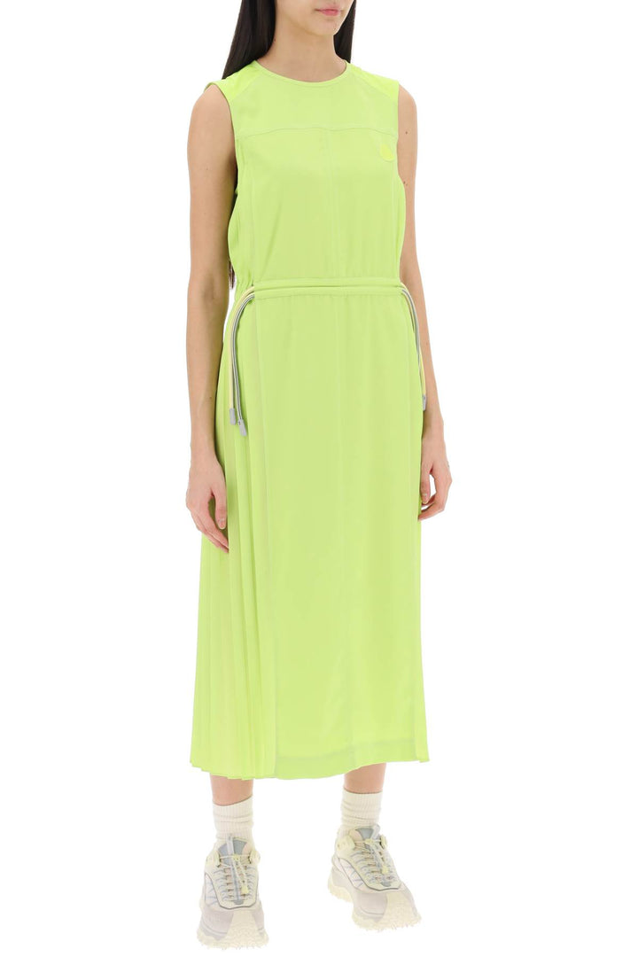 Moncler Column Dress With Pleated Detailing   Verde
