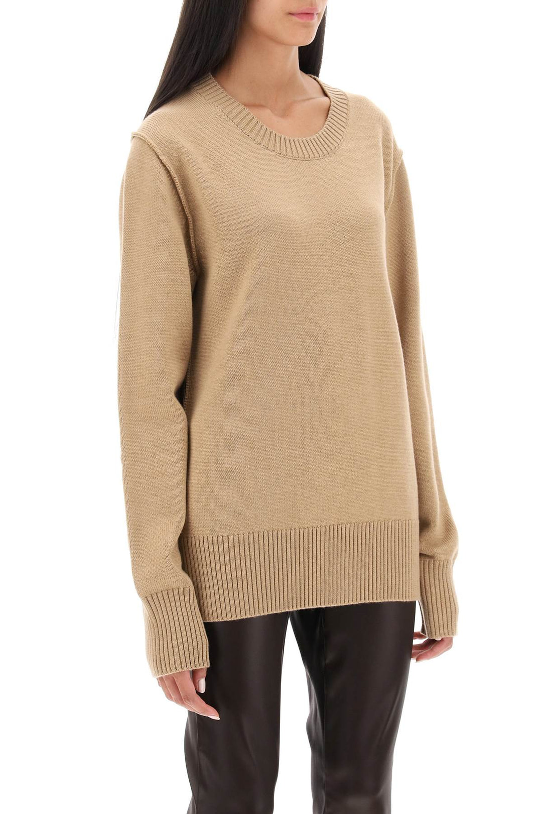 Dolce & Gabbana Oversized Wool Sweater   Beige