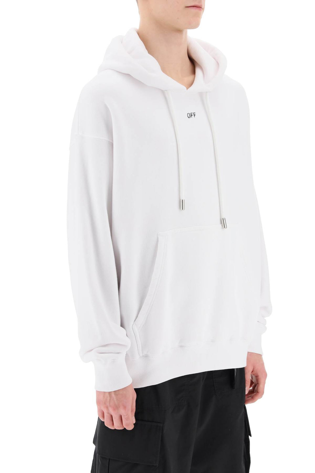 Off White Skate Hoodie With Off Logo   Bianco