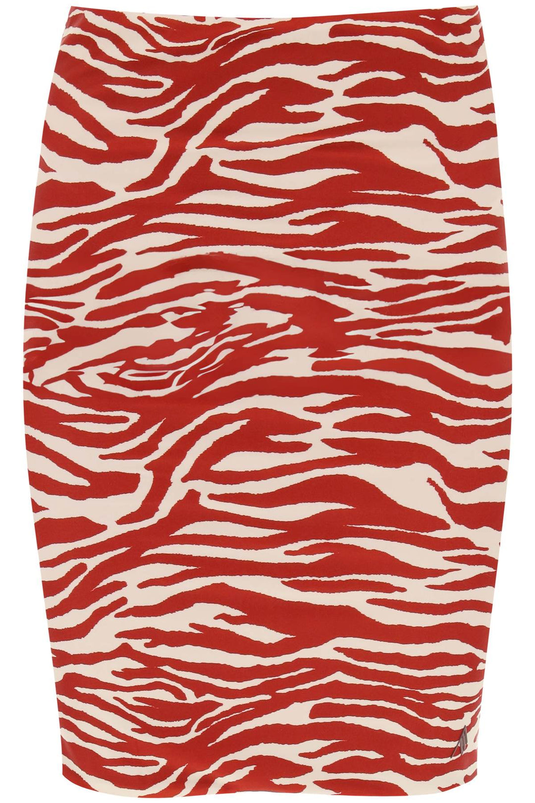 The Attico Replace With Double Quotemini Animal Print Skirt In Eight   Rosso