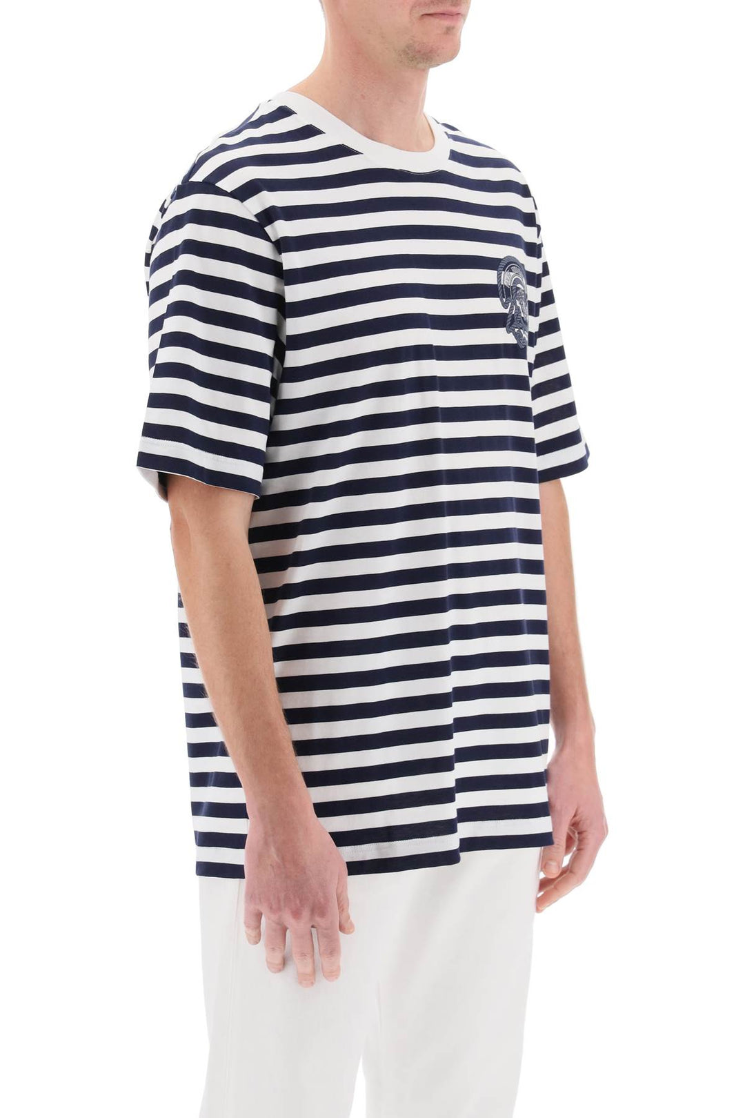 Versace Nautical Stripe T Shirt   Bianco