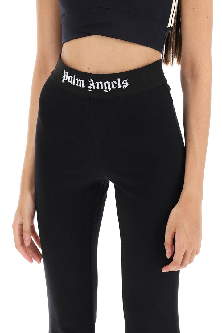 Palm Angels Flared Joggers With Logoed Waistband   Nero