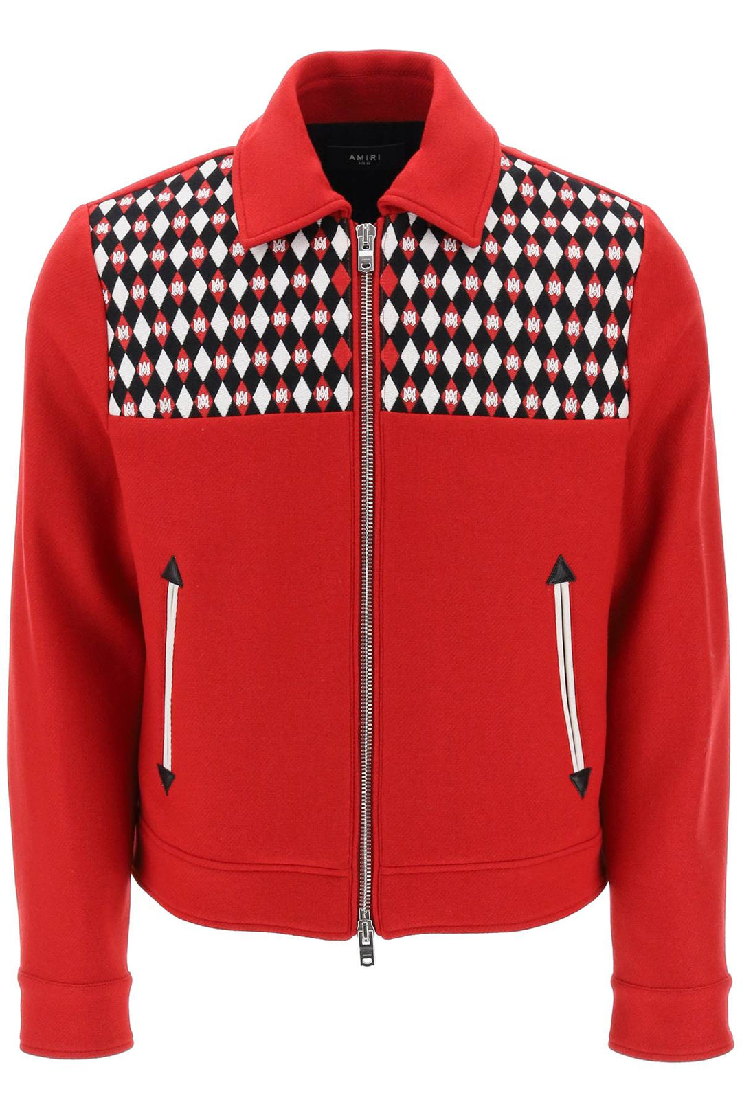 Amiri Wool Blouson Jacket With Embroidered Yoke   Rosso