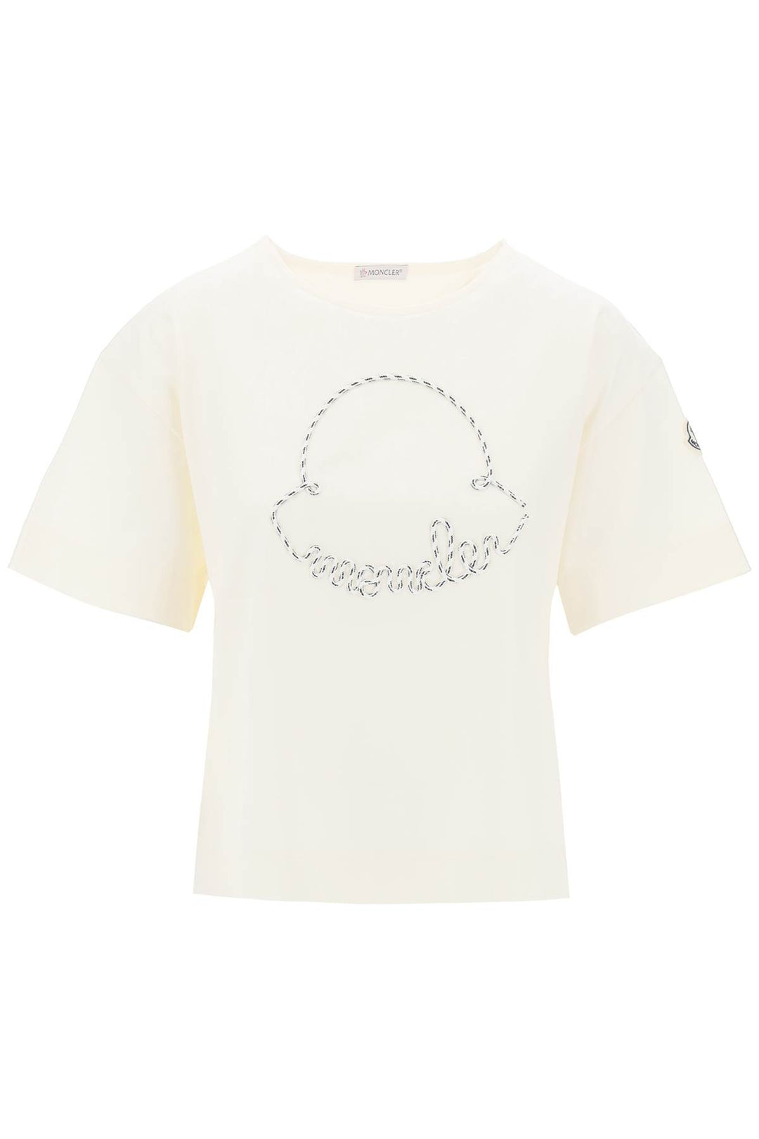 Moncler T Shirt With Nautical Rope Logo Design   Bianco