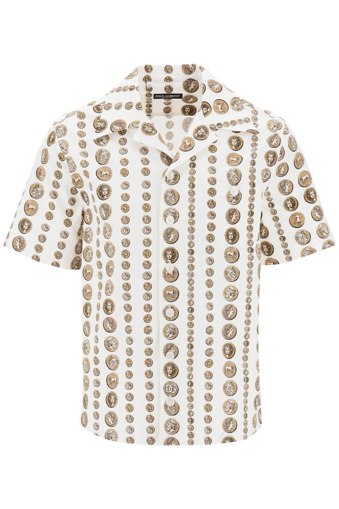 Dolce & Gabbana Coin Print Short Sleeve Shirt   Bianco