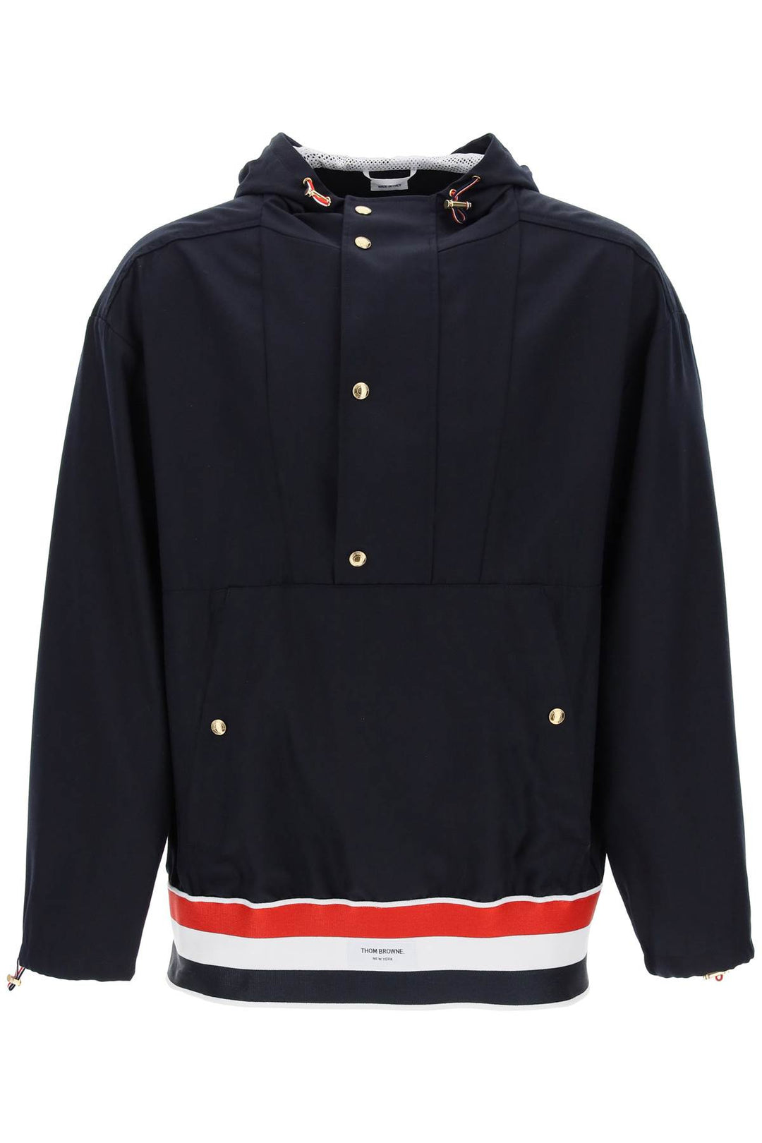 Thom Browne Replace With Double Quotelightweight Wool Anorak With Tr   Blu
