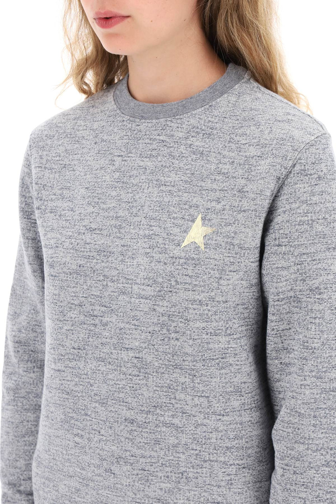 Golden Goose Athena Sweatshirt With Gold Star   Grigio