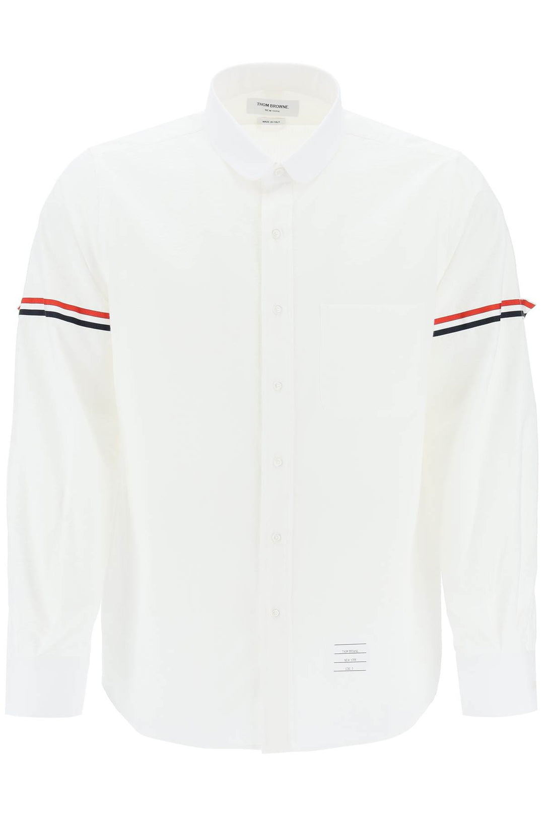 Thom Browne Seersucker Shirt With Rounded Collar   Bianco