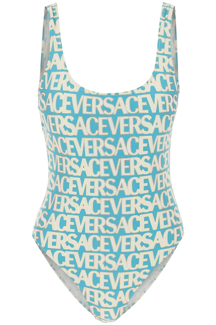 Versace Allover One Piece Swimwear   Celeste