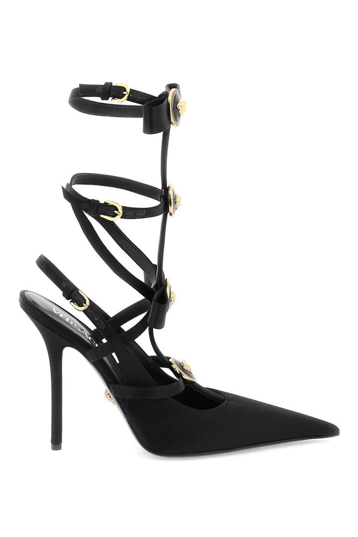 Versace Slingback Pumps With Gianni Ribbon Bows   Nero
