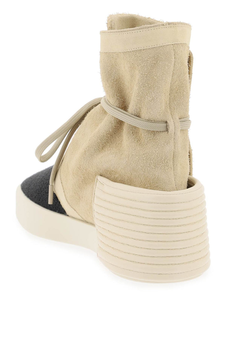 Fear Of God High Top Suede And Beaded Leather Moc   Beige