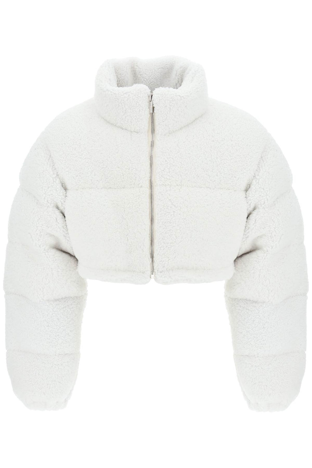 Vtmnts Cropped Shearling Puffer Jacket   Bianco