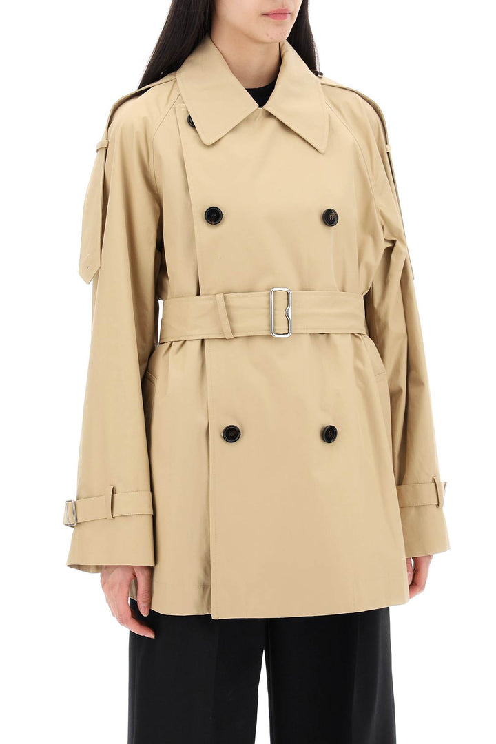 Burberry Double Breasted Midi Trench Coat   Beige
