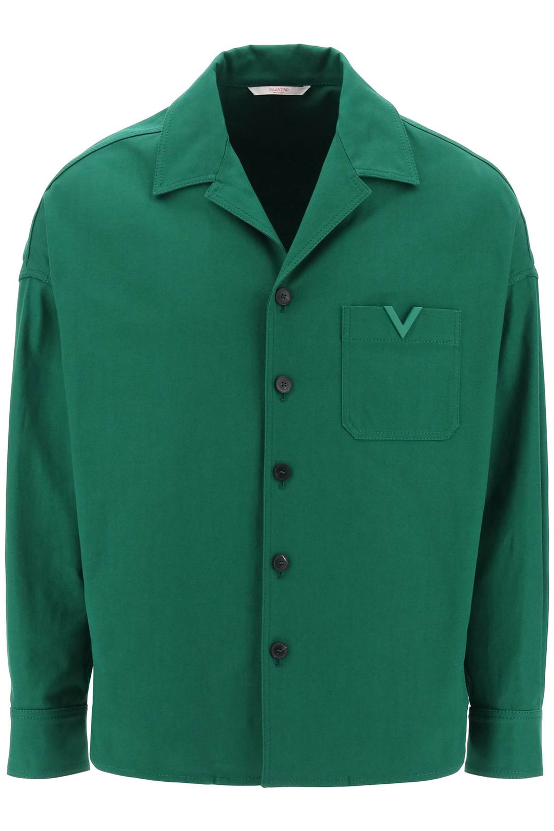 Valentino Garavani Replace With Double Quotecanvas Overshirt With V Detail   Verde