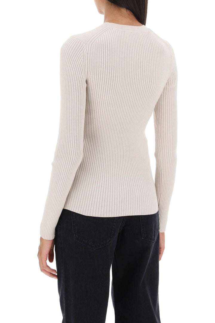 Isabel Marant 'Zana' Cut Out Sweater In Ribbed Knit   Beige