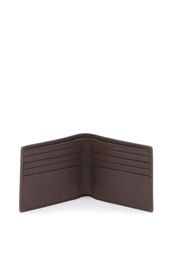Etro Paisley Bifold Wallet With Pegaso Logo   Brown