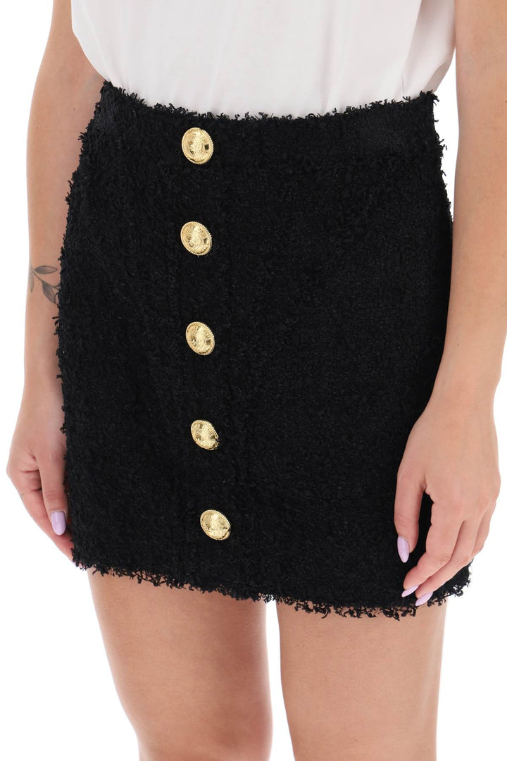 Balmain Mini Skirt In Monochrome Tweed   Nero