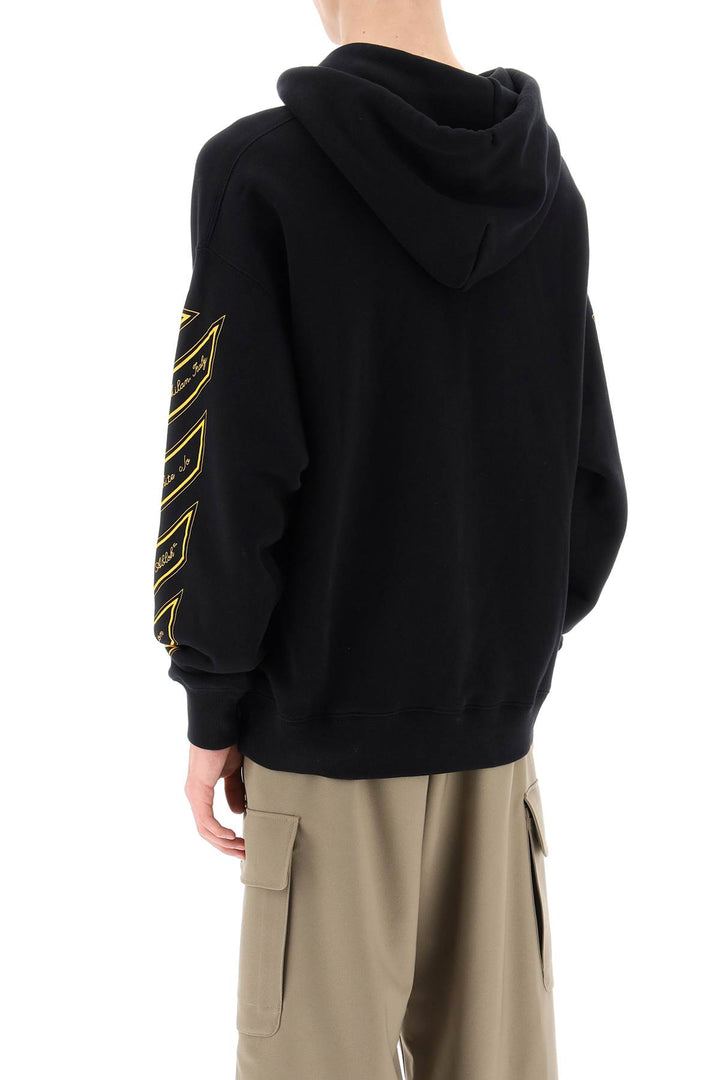 Off White Skated Hoodie With Ow 23 Logo   Nero