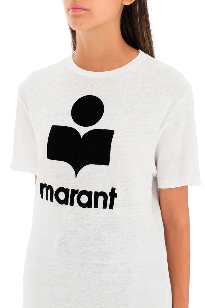 Isabel Marant Etoile Zewel T Shirt With Flocked Logo   Bianco