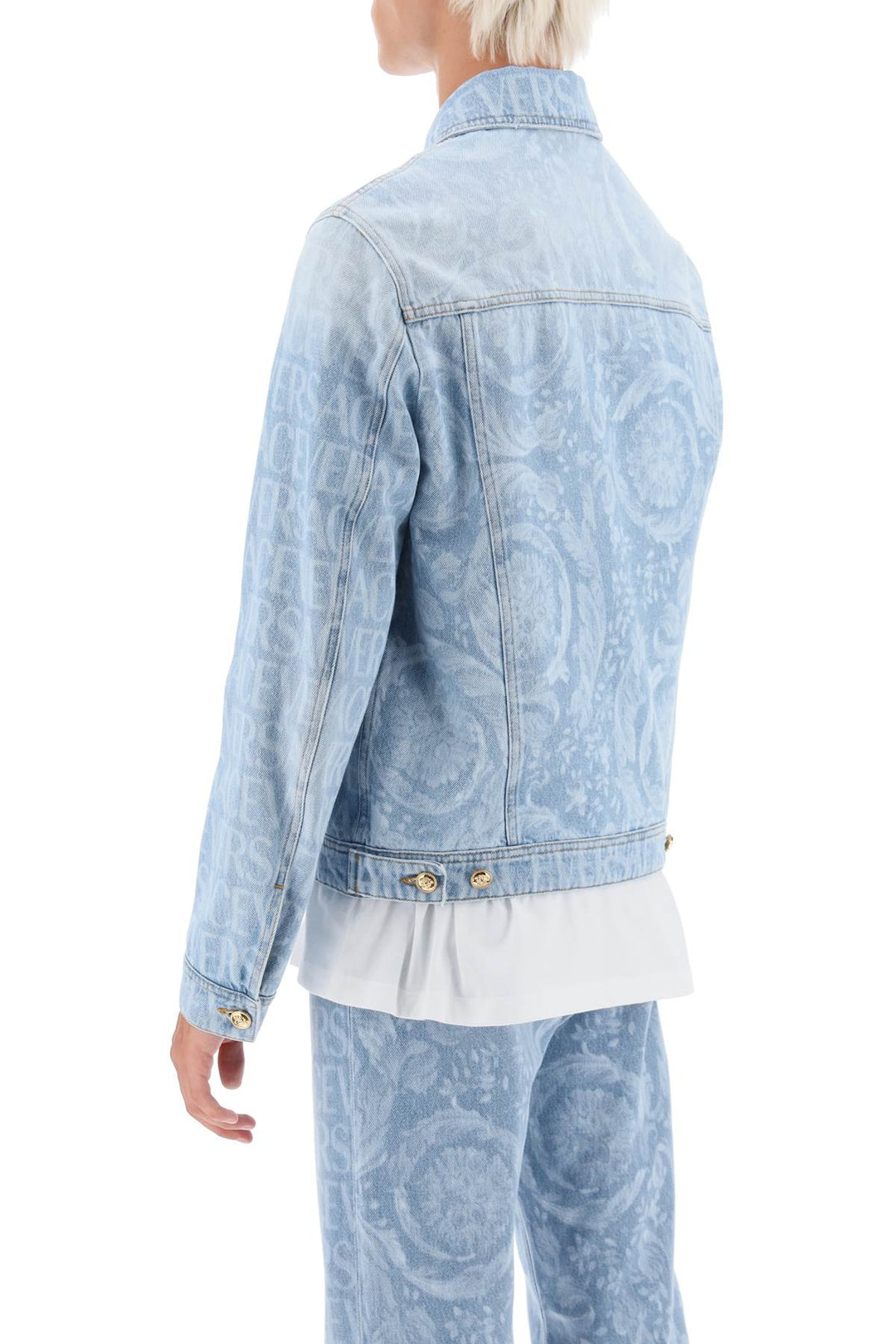 Versace Allover Denim Jacket   Blu