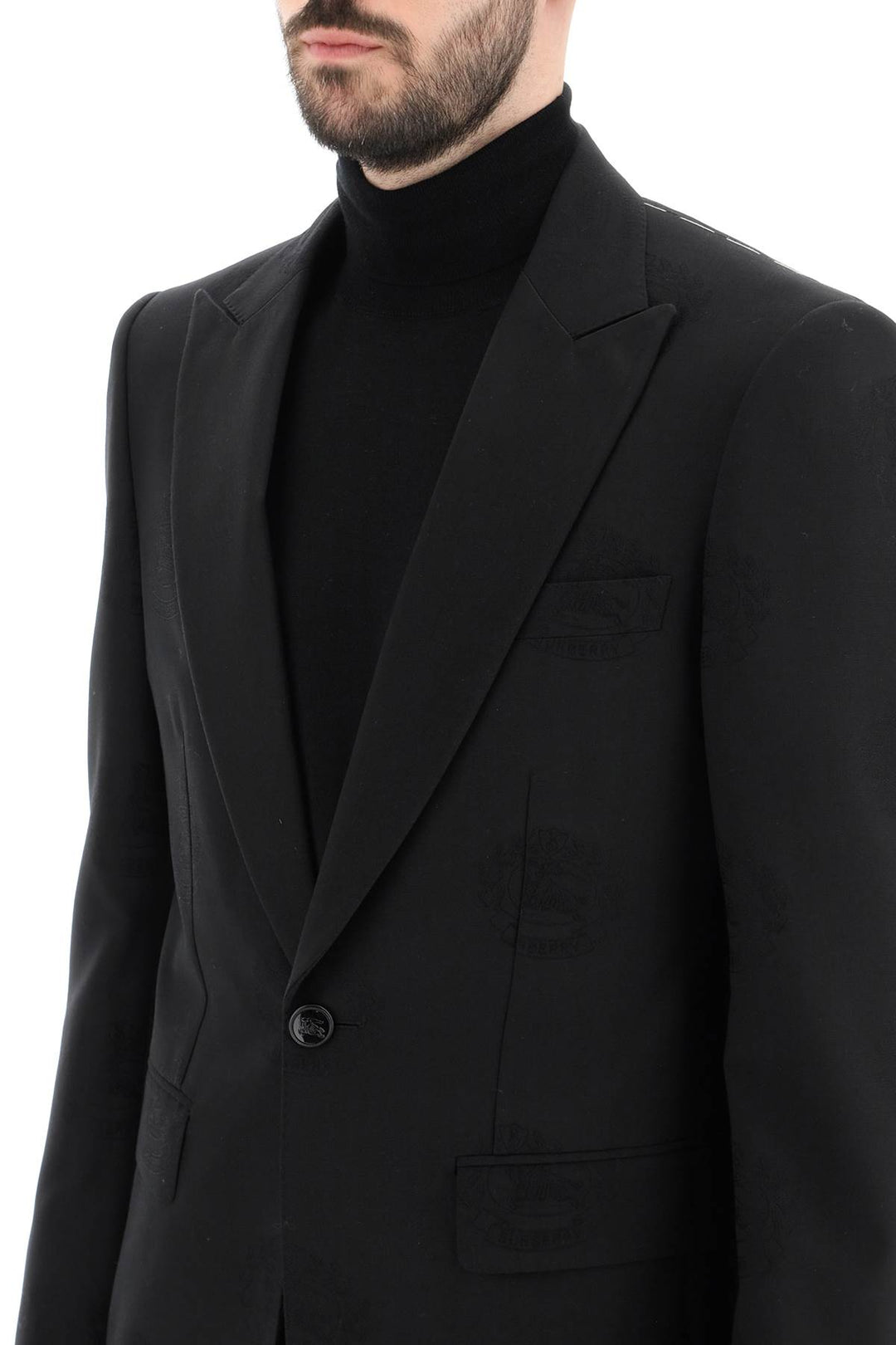 Burberry Tuxedo Jacket With Jacquard Details   Nero
