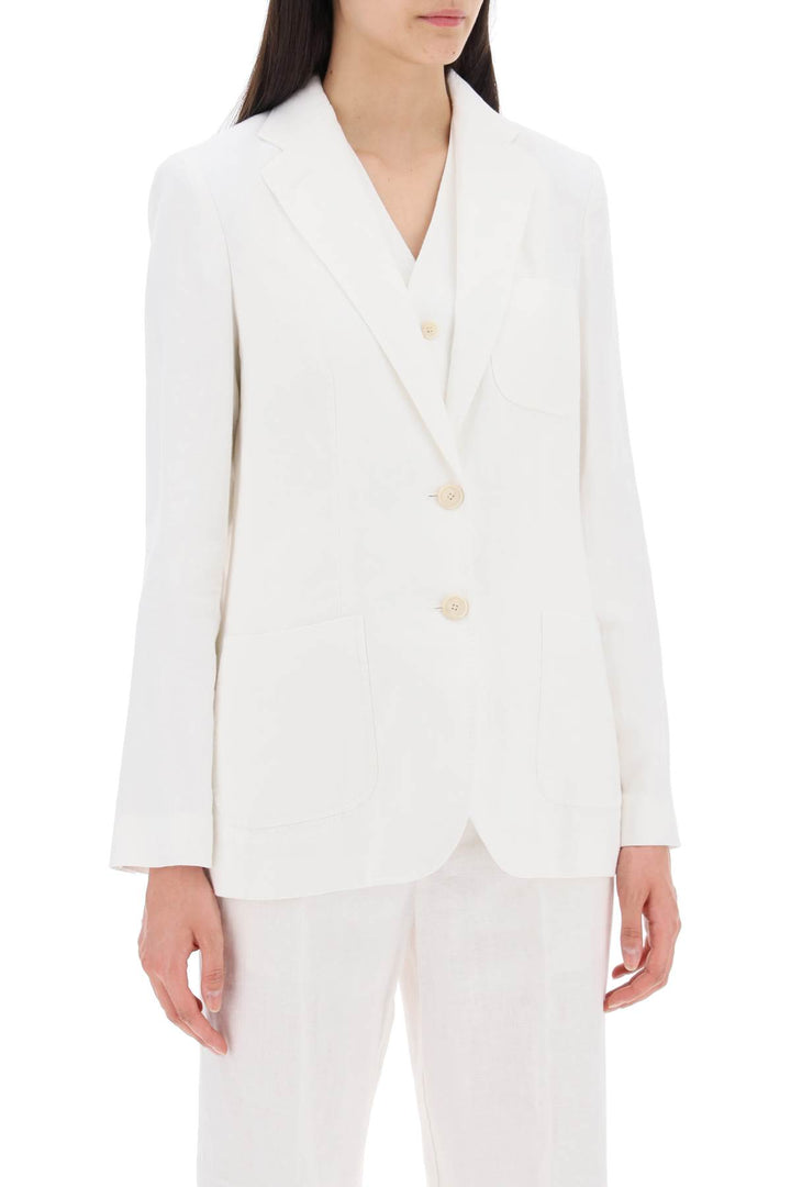 Polo Ralph Lauren Single Breasted Linen Jacket   Bianco