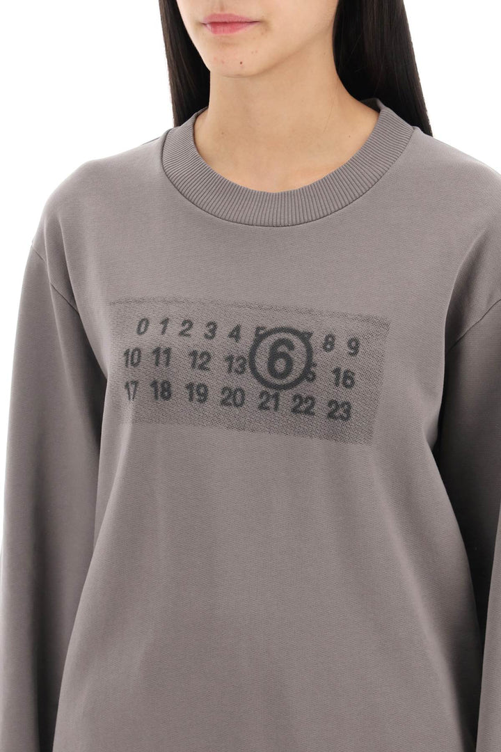 Mm6 Maison Margiela Sweatshirt With Numeric Logo Print   Grigio