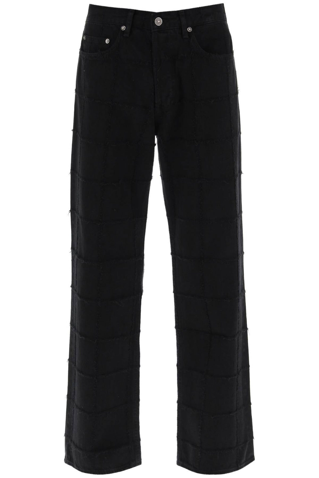 Golden Goose 'Skate' Jeans With Check Scratchy Motif   Nero
