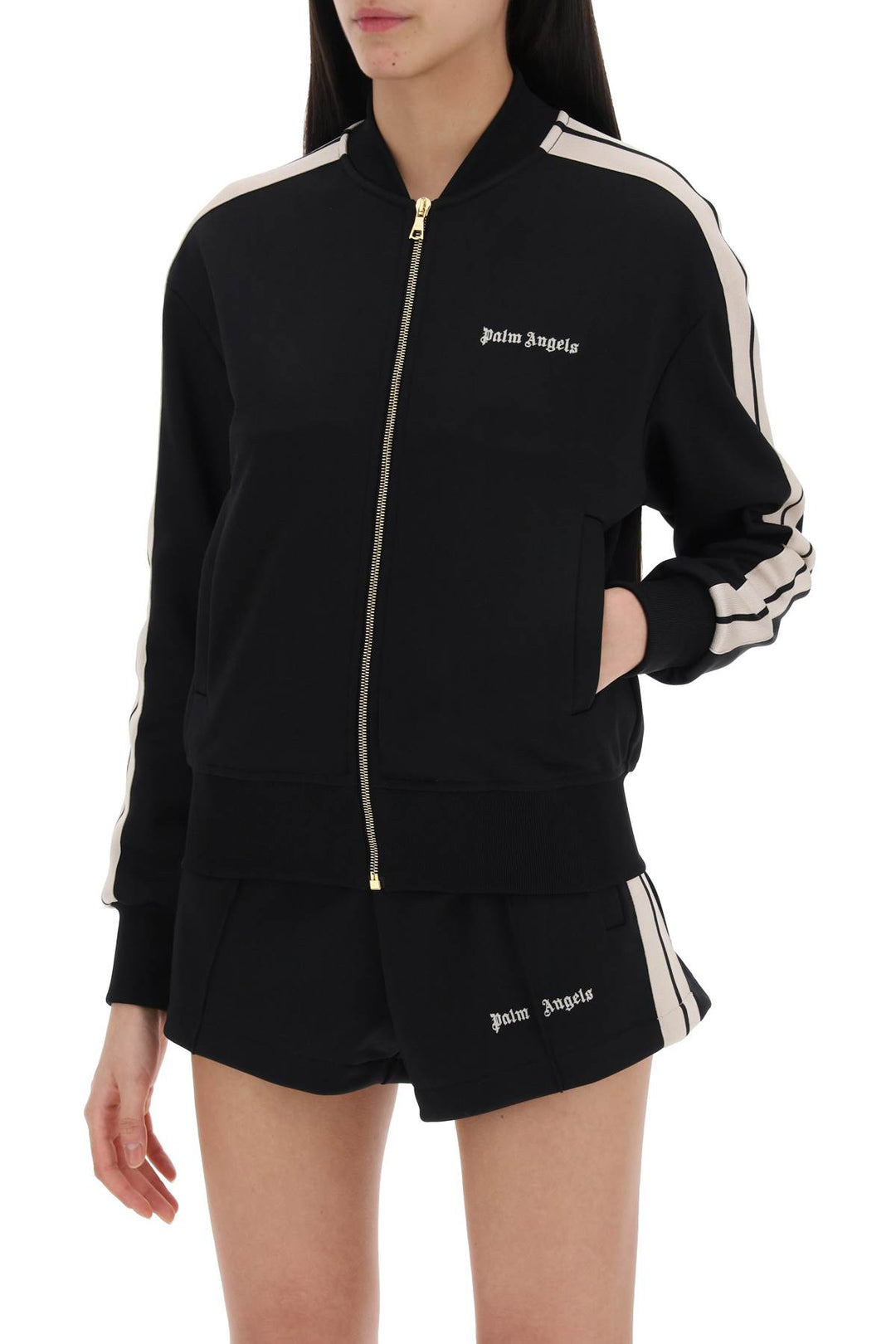 Palm Angels Track Sweatshirt With Contrast Bands   Nero