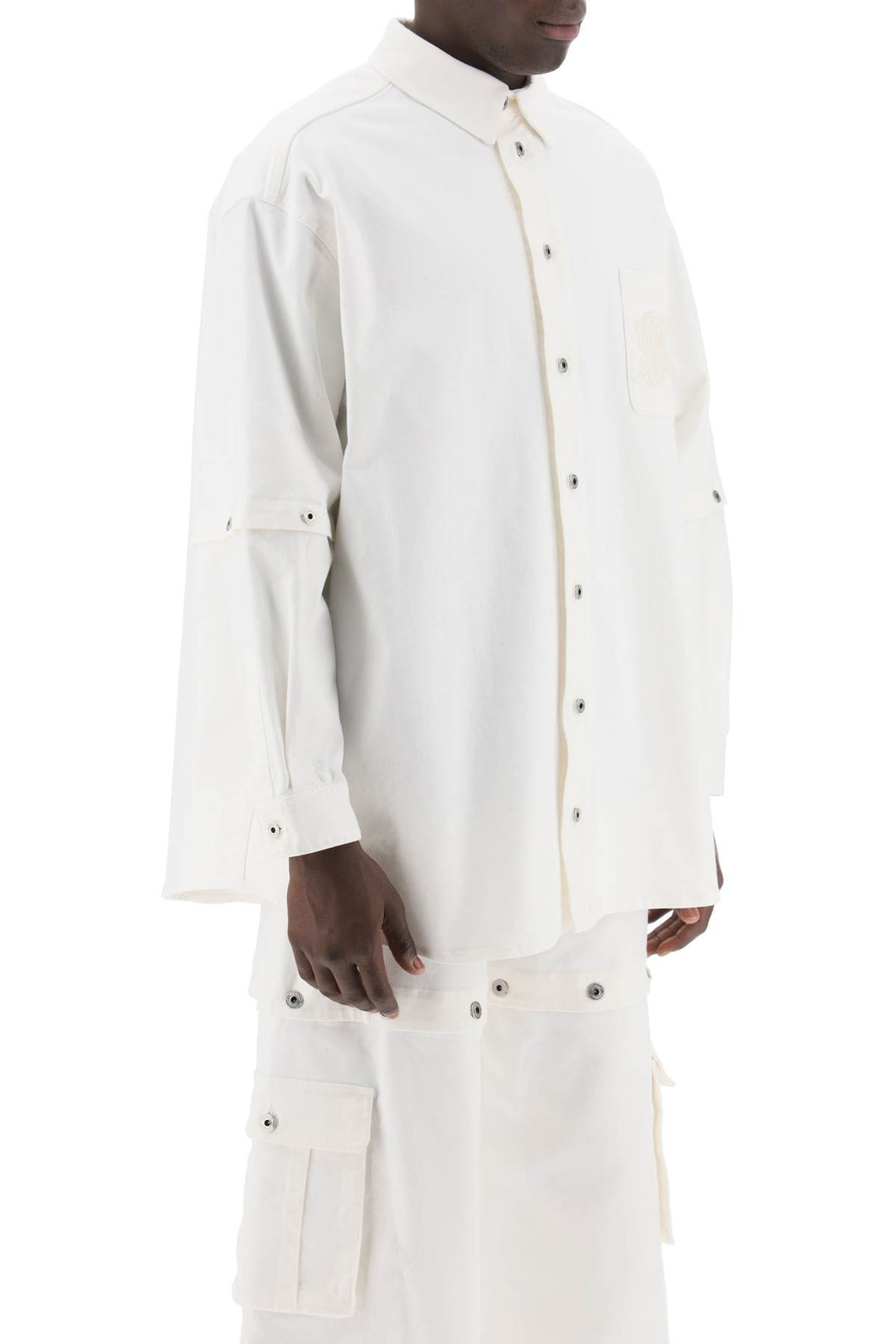 Off White Convertible Overshirt With 90's   Bianco