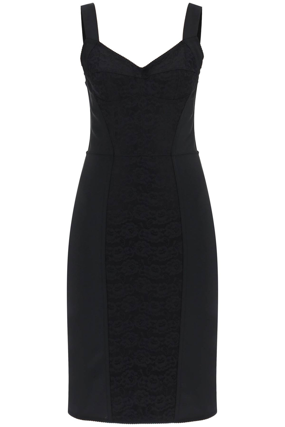 Dolce & Gabbana Bustier Dress With Lace Insert   Nero