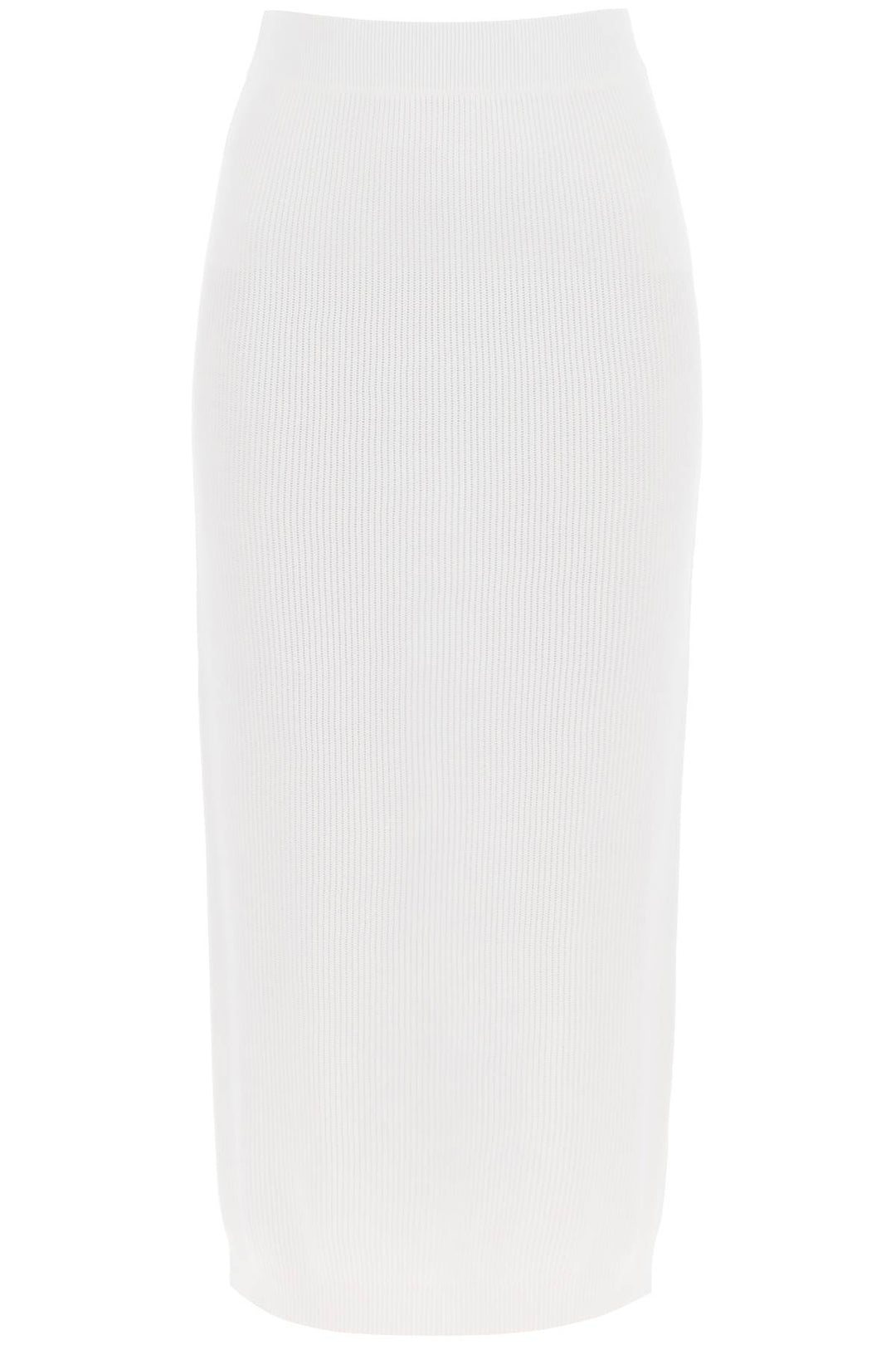 Brunello Cucinelli Cotton Knit Midi Skirt   Bianco