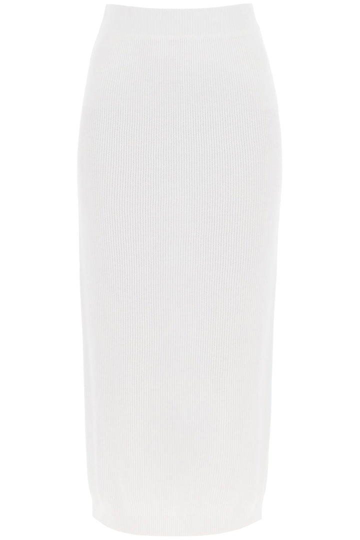 Brunello Cucinelli Cotton Knit Midi Skirt   Bianco