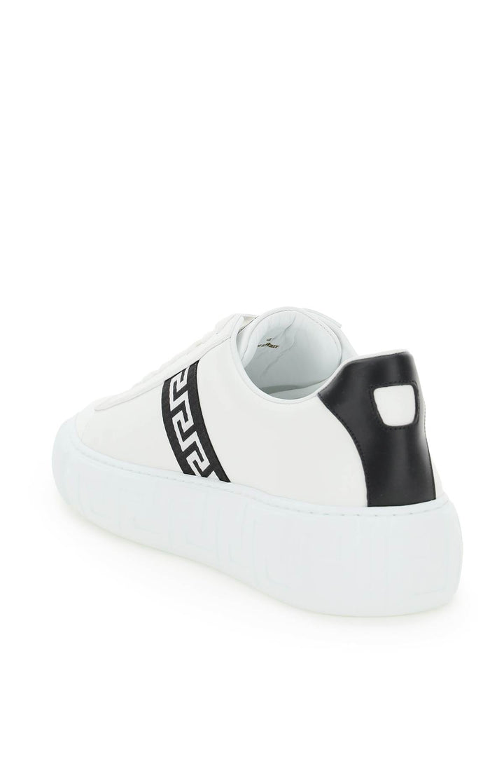 Versace Leather Greca Sneakers   Bianco